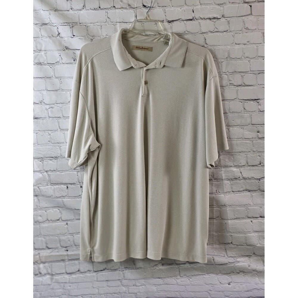 Tommy Bahama Men’s Beige Short Sleeve Polo Shirt - Thumbnail 8