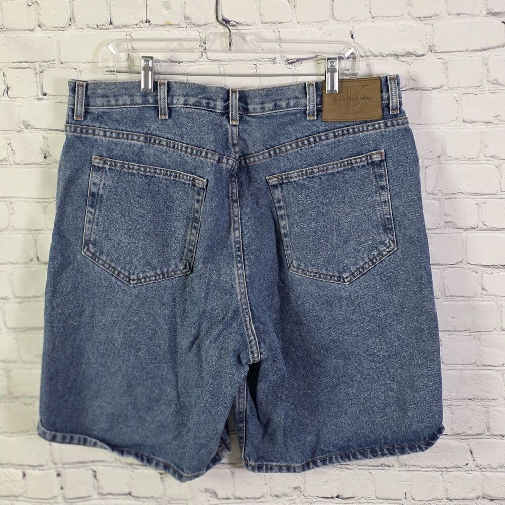 Vintage Calvin Klein Men's Size 38 Blue jeans Shorts - Thumbnail 9