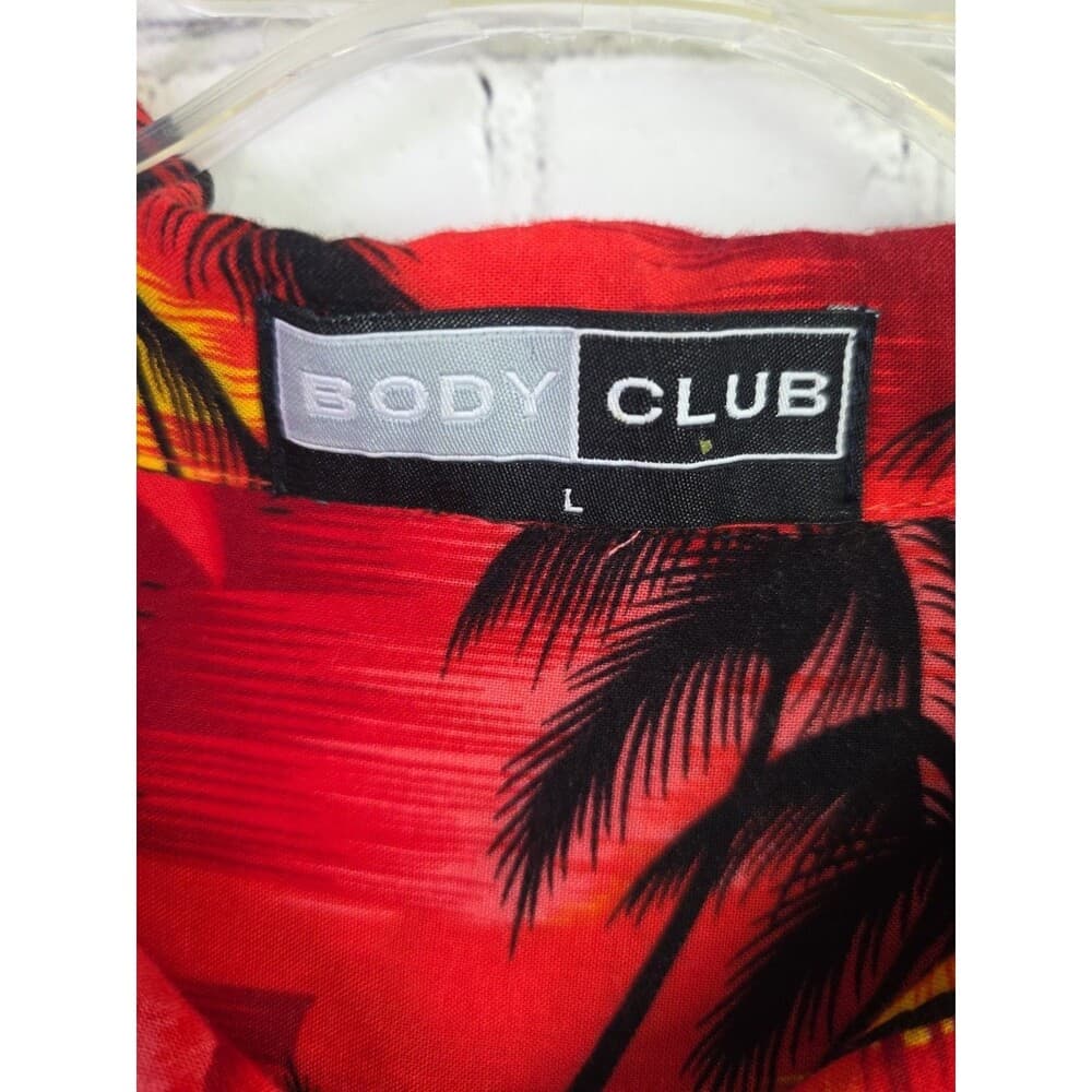 Body Club Men's Men's Large Red Hawaiian Aloha Button Up Tropical Shirt - Thumbnail 2
