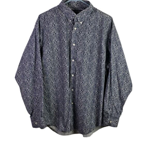 Roundtree & Yorke Men’s XL Blue Dotted Paisley Long Sleeve Button Down - Thumbnail 11