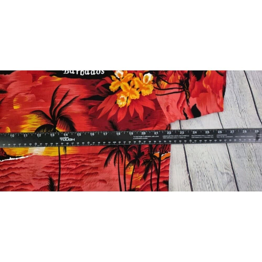 Body Club Men's Men's Large Red Hawaiian Aloha Button Up Tropical Shirt - Thumbnail 3