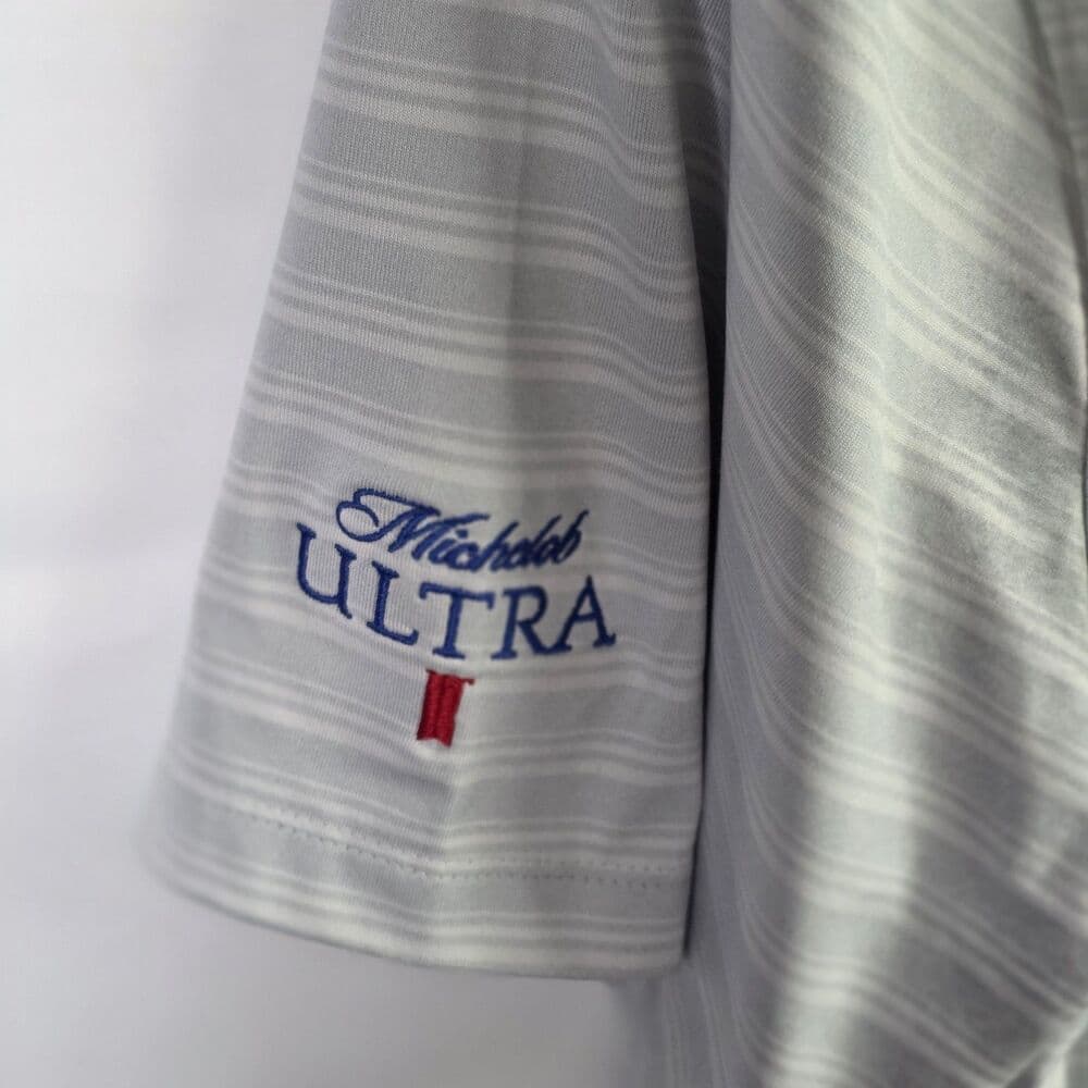 Nike Dri-fit Men's XL Gray / Pinstripes Michelob Ultra S/S Golf Shirt - Thumbnail 6