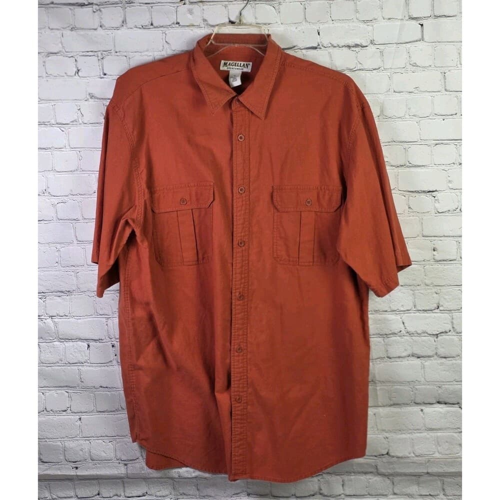 Magellan Men's XL Orange Short Sleeve Button Up Shirt - Thumbnail 7