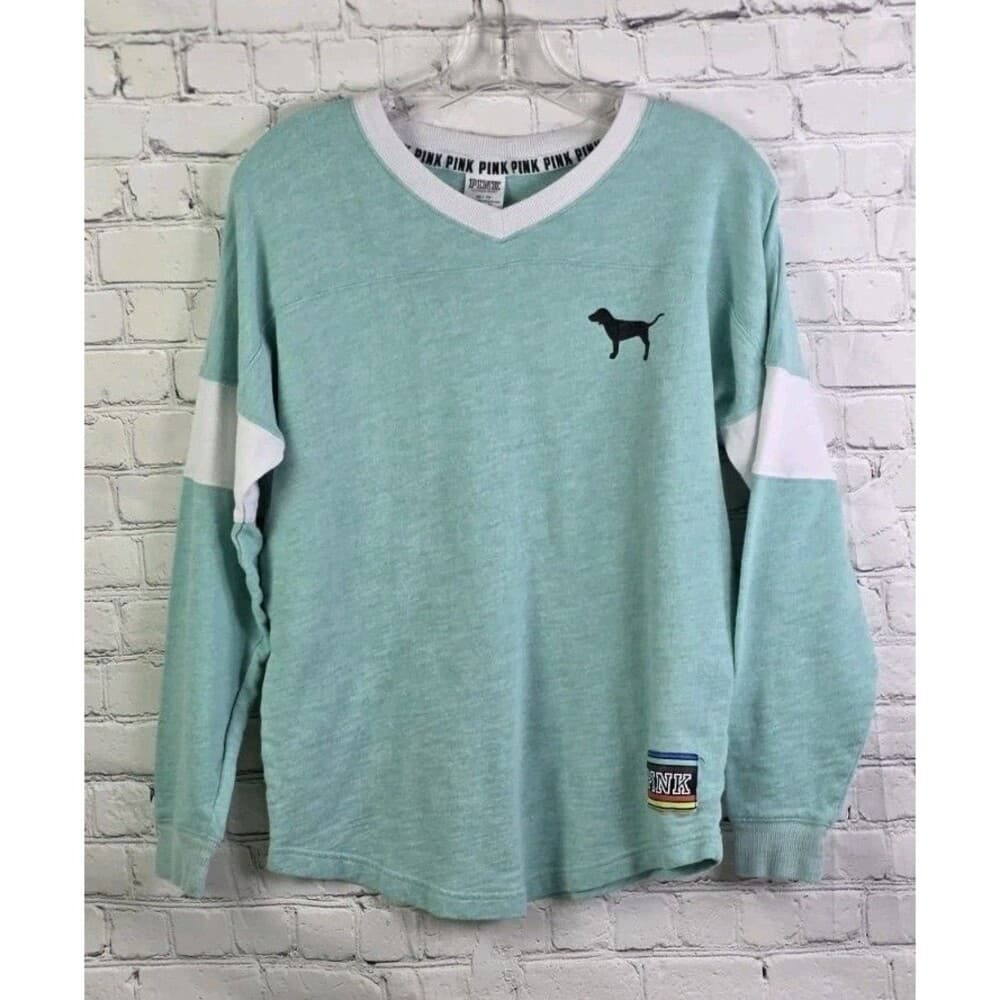 Pink Victoria Secret Women's XS Teal Long Sleeve Shirt - Thumbnail 8