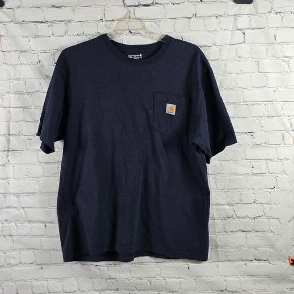 Carhartt Men's Large Original Fit Navy Blue Round Neck Pocket Logo Shirt - Thumbnail 10