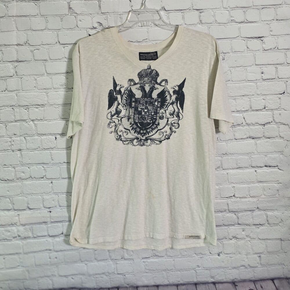 Y2K Nautica Jeans Co Me'ns XXL White Short Sleeve T-shirt - Thumbnail 7