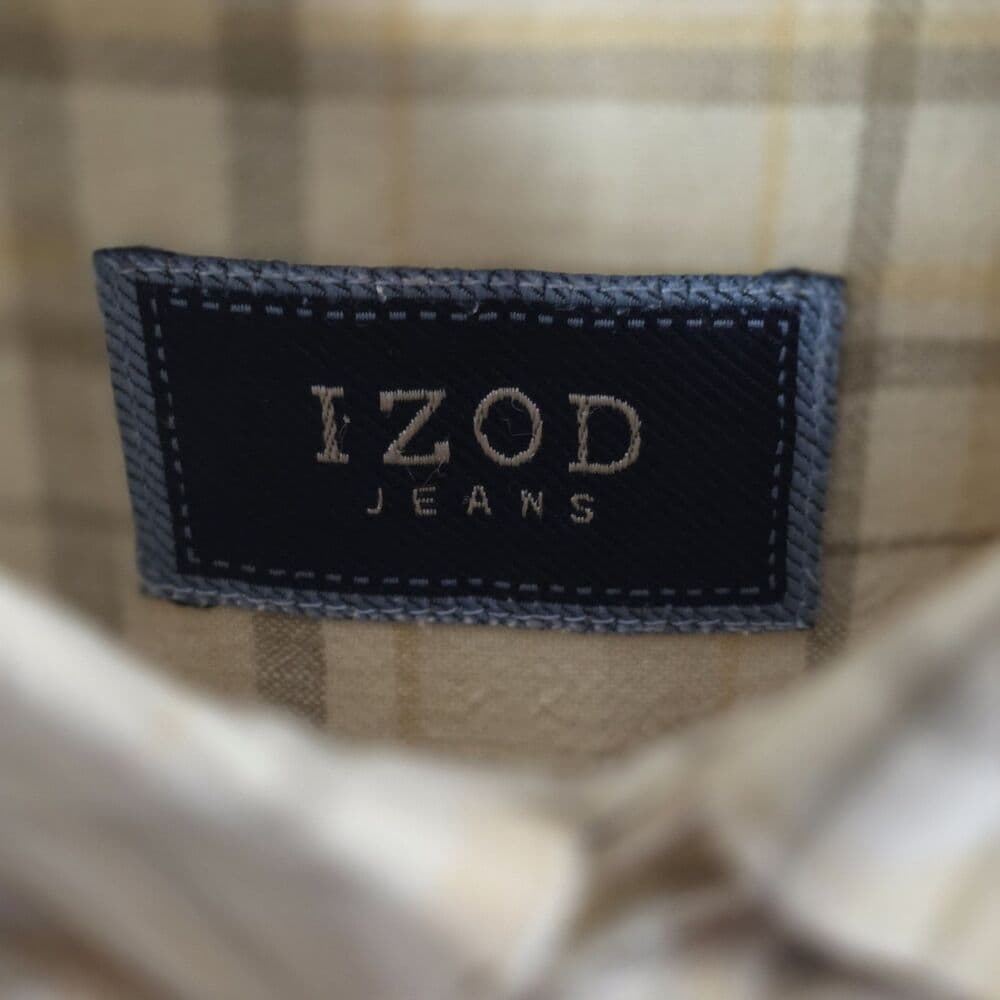 IZOD Men's 2XLT Plaid Linen Blend Plaid Short Sleeve Button Down Short - Thumbnail 2
