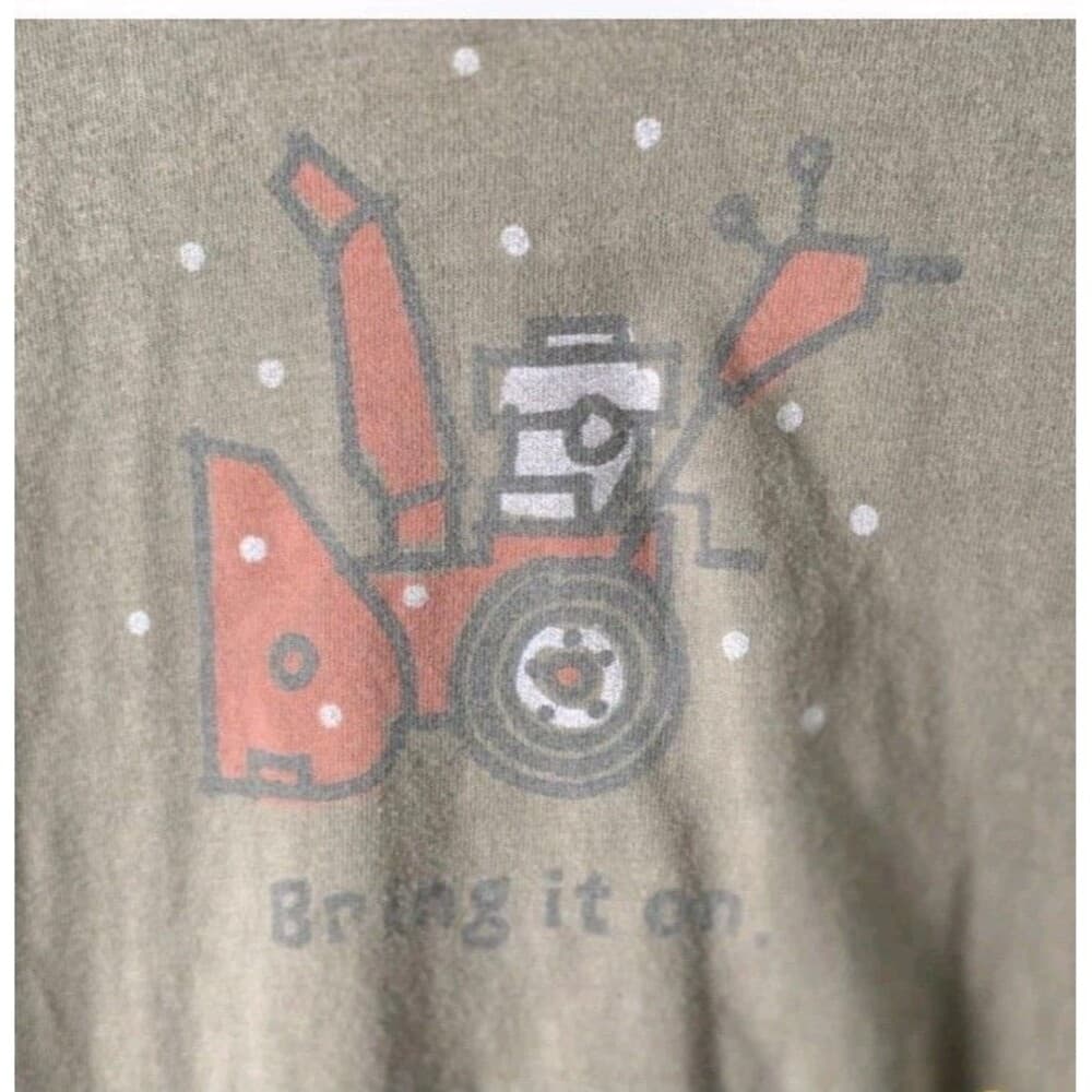 Life is Good Men's Small Olive Green " Bring It On " Short Sleeve T-Shirt - Thumbnail 3