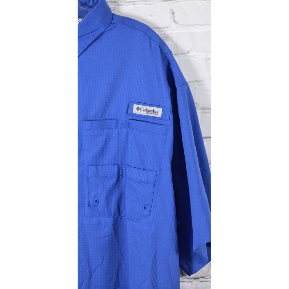 Columbia Men's Large Blue PFG Omni-Shade Vented Classic Fit S/S Button Up Shirt - Thumbnail 2