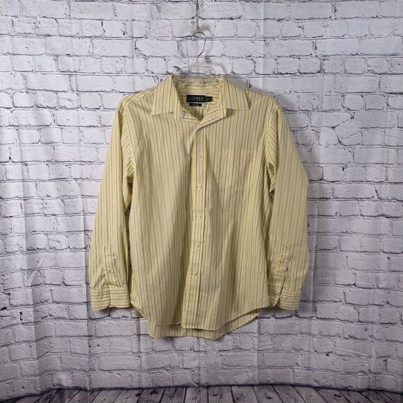 Lauren Ralph Lauren Men's 16.5 35/35 Yellow Black Plaid Button Down Shirt - Thumbnail 9