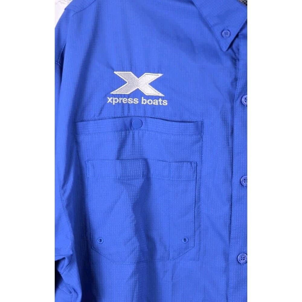 Columbia Men's Large Blue PFG Omni-Shade Vented Classic Fit S/S Button Up Shirt - Thumbnail 3