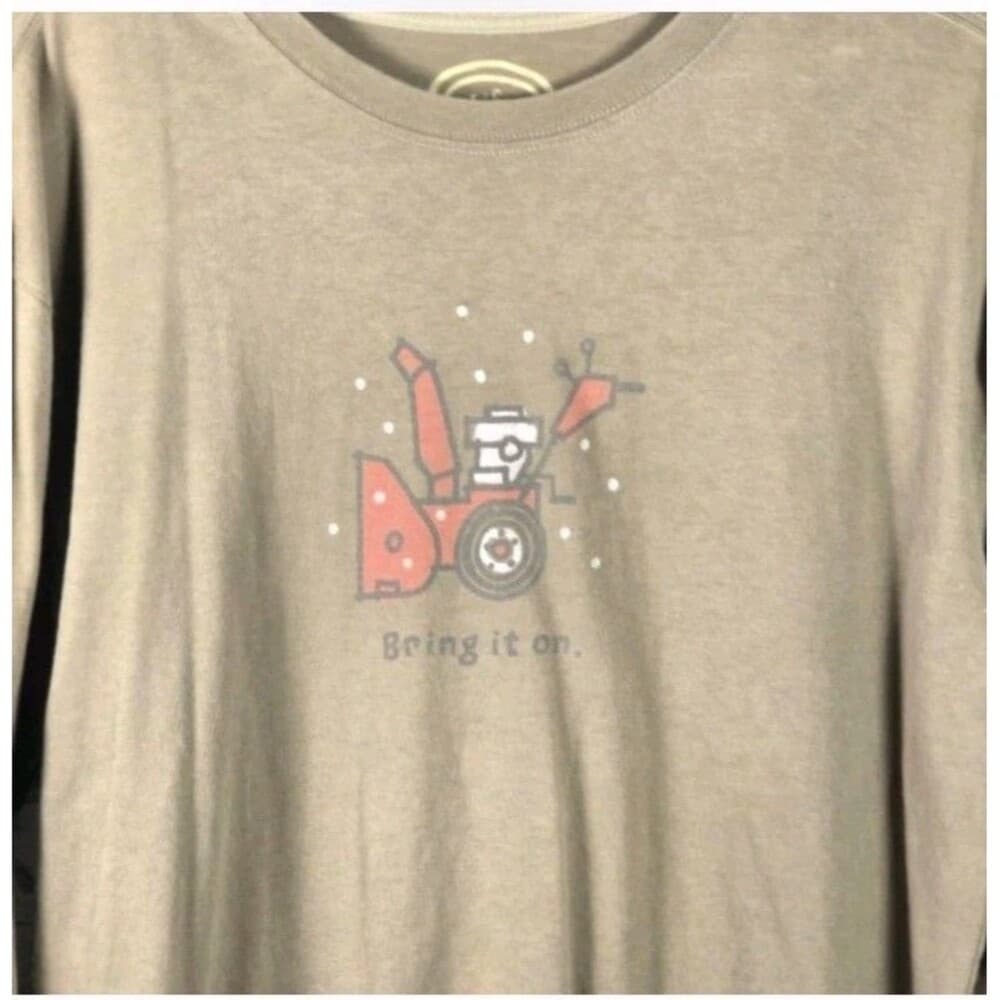 Life is Good Men's Small Olive Green " Bring It On " Short Sleeve T-Shirt