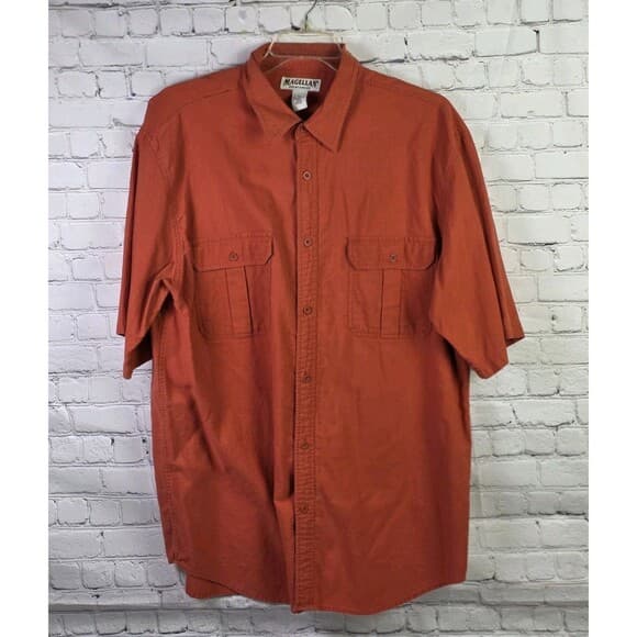 Magellan Men's XL Orange Short Sleeve Button Up Shirt - Thumbnail 8