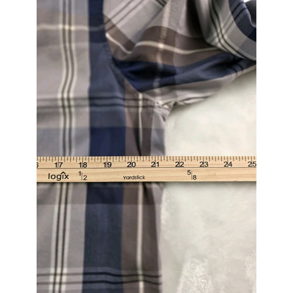 Nick Graham Men's Large Stretch‎ Modern Fit Blue Plaid Long Sleeve Shirt - Thumbnail 4