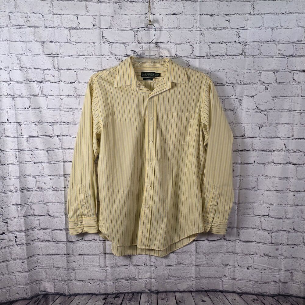 Lauren Ralph Lauren Men's 16.5 35/35 Yellow Black Plaid Button Down Shirt - Thumbnail 8
