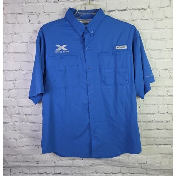 Columbia Men's Large Blue PFG Omni-Shade Vented Classic Fit S/S Button Up Shirt - Thumbnail 14