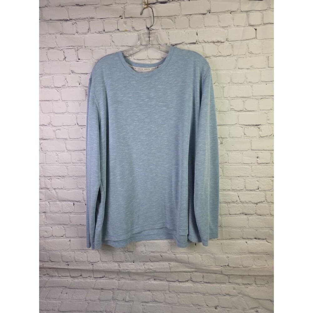 Orvis Men's XL Blue Striped Long Sleeve Crew Neck Pullover - Thumbnail 10