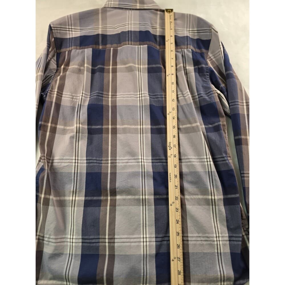 Nick Graham Men's Large Stretch‎ Modern Fit Blue Plaid Long Sleeve Shirt - Thumbnail 5