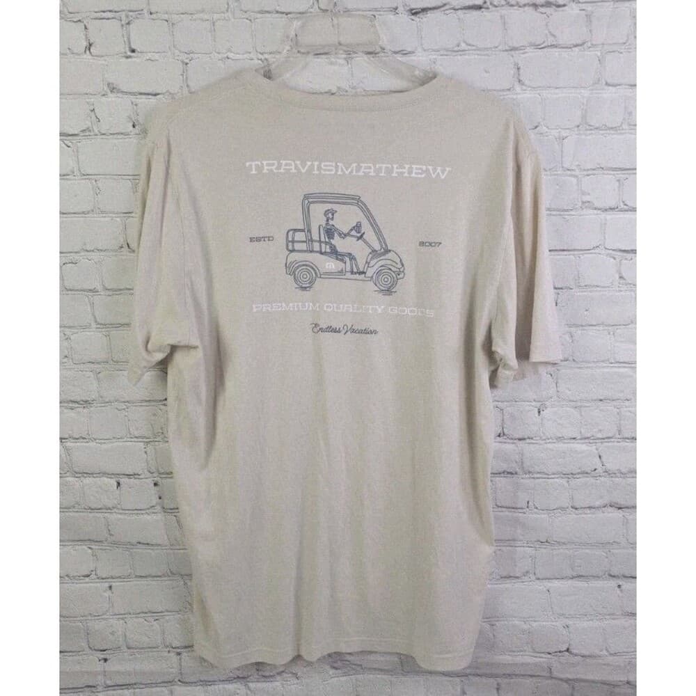 Travis Mathew Men's XL Beige " Endless Vacation " Short Sleeve T-Shirt - Thumbnail 7
