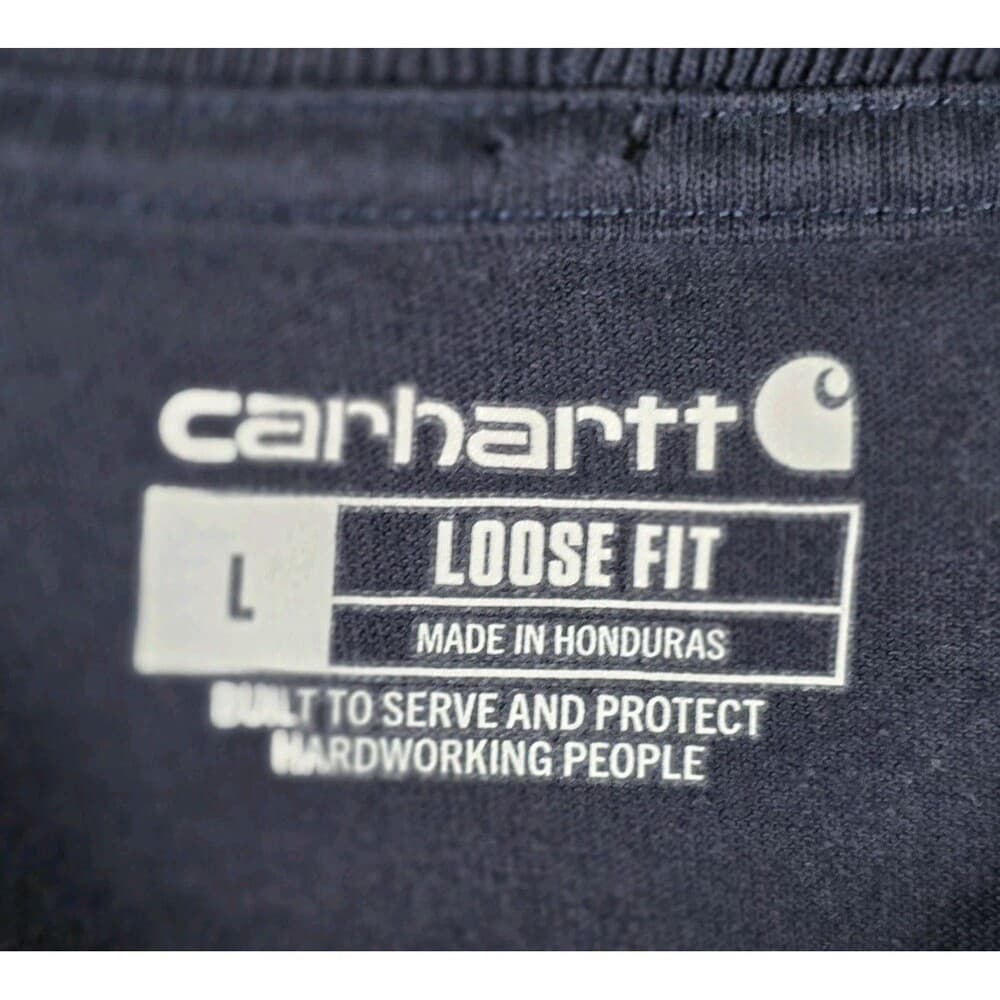 Carhartt Men's Large Original Fit Navy Blue Round Neck Pocket Logo Shirt - Thumbnail 2