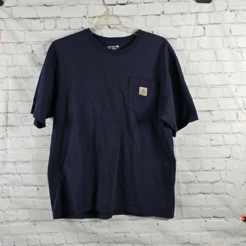 Carhartt Men's Large Original Fit Navy Blue Round Neck Pocket Logo Shirt - Thumbnail 9