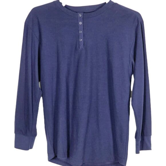 Izod Men's XL Navy Blue Thermal Henley Long Sleeve Shirt - Thumbnail 7