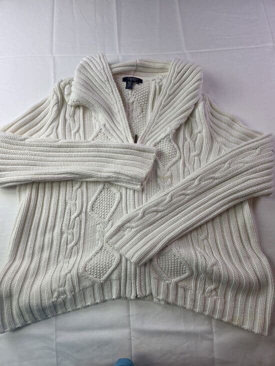 CHAPS Women's XL Ivory Cable-Knit Sweater Cowl Neck - Thumbnail 9