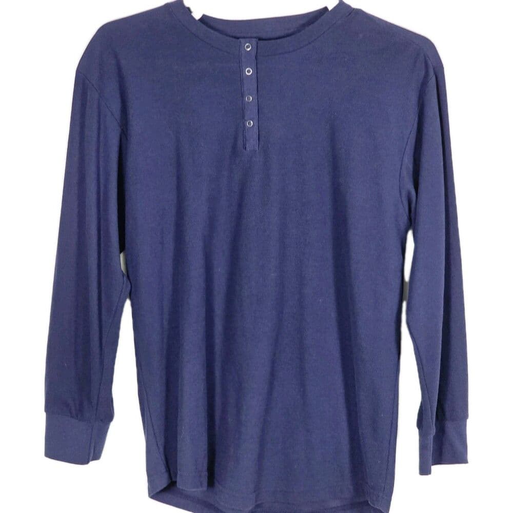Izod Men's XL Navy Blue Thermal Henley Long Sleeve Shirt - Thumbnail 6