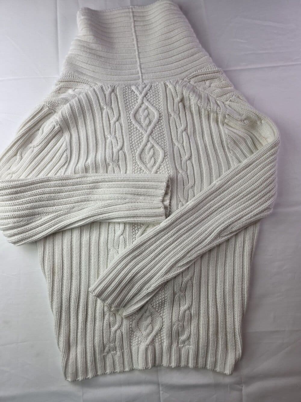 CHAPS Women's XL Ivory Cable-Knit Sweater Cowl Neck - Thumbnail 5