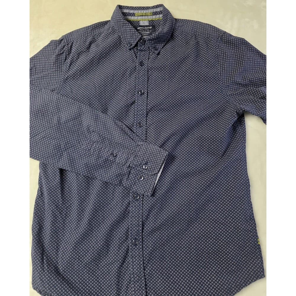 Denim &‎ Flower Mens Size M Slim Fit Polkadot Shirt - Thumbnail 5