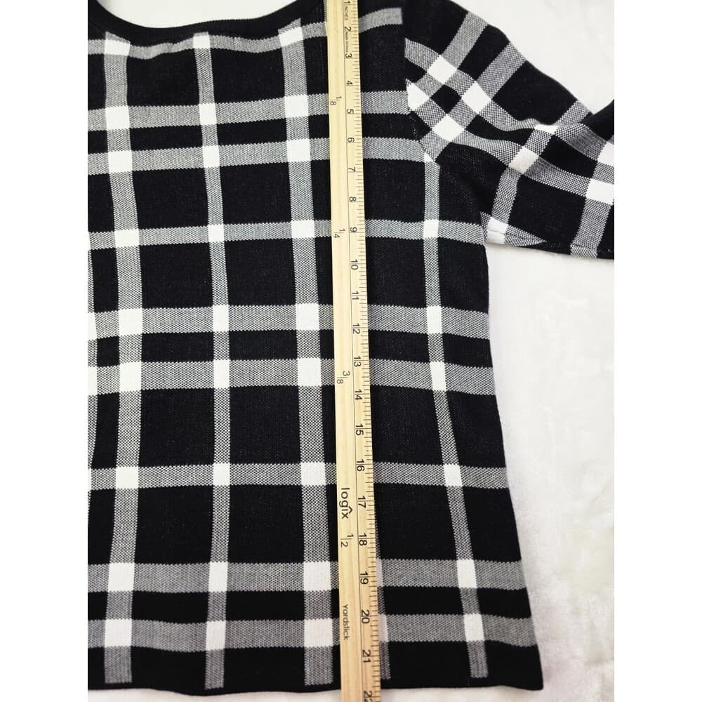Liz Claiborne Women's Medium Black‎ And White 3/4 Sleeve Sweater - Thumbnail 4