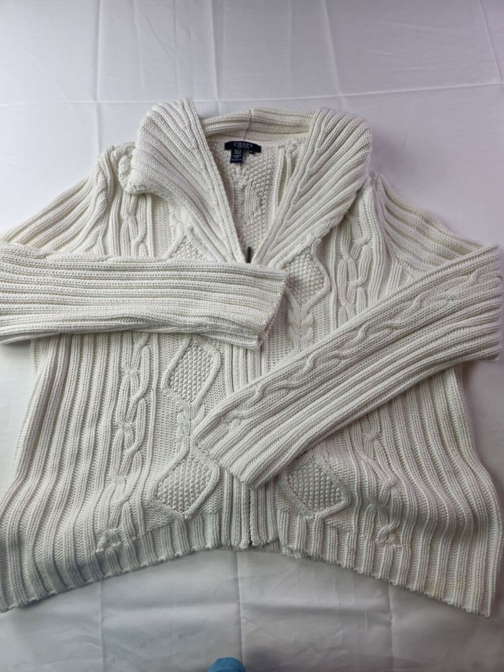 CHAPS Women's XL Ivory Cable-Knit Sweater Cowl Neck - Thumbnail 8