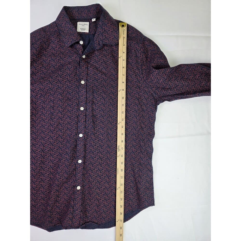 Murano Men's‎ Medium Slim Fit 100% Linen Floral Long Sleeve Shirt - Thumbnail 7