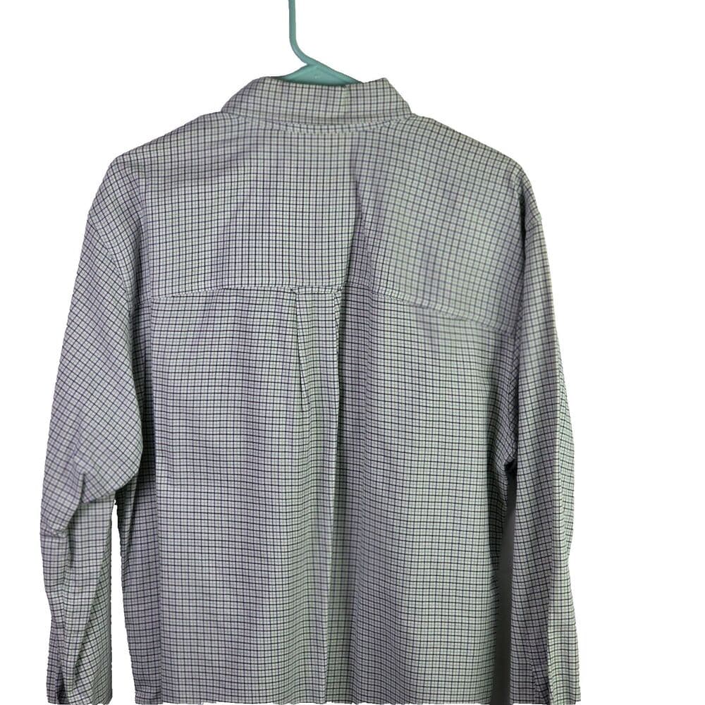 Chaps Men's Medium Stretch Oxford Blue And Green Check Long‎ Sleeve Button Down - Thumbnail 8