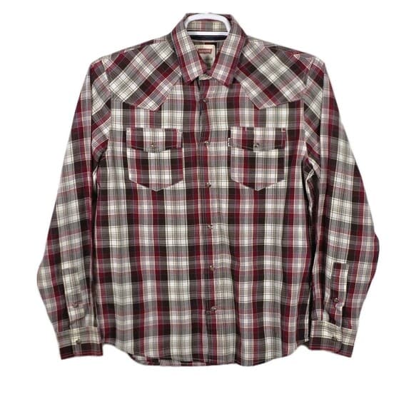 Vintage Levi's Mens Small Plaid Pearl Snaps Western Long Sleeve Button Up Shirt - Thumbnail 11