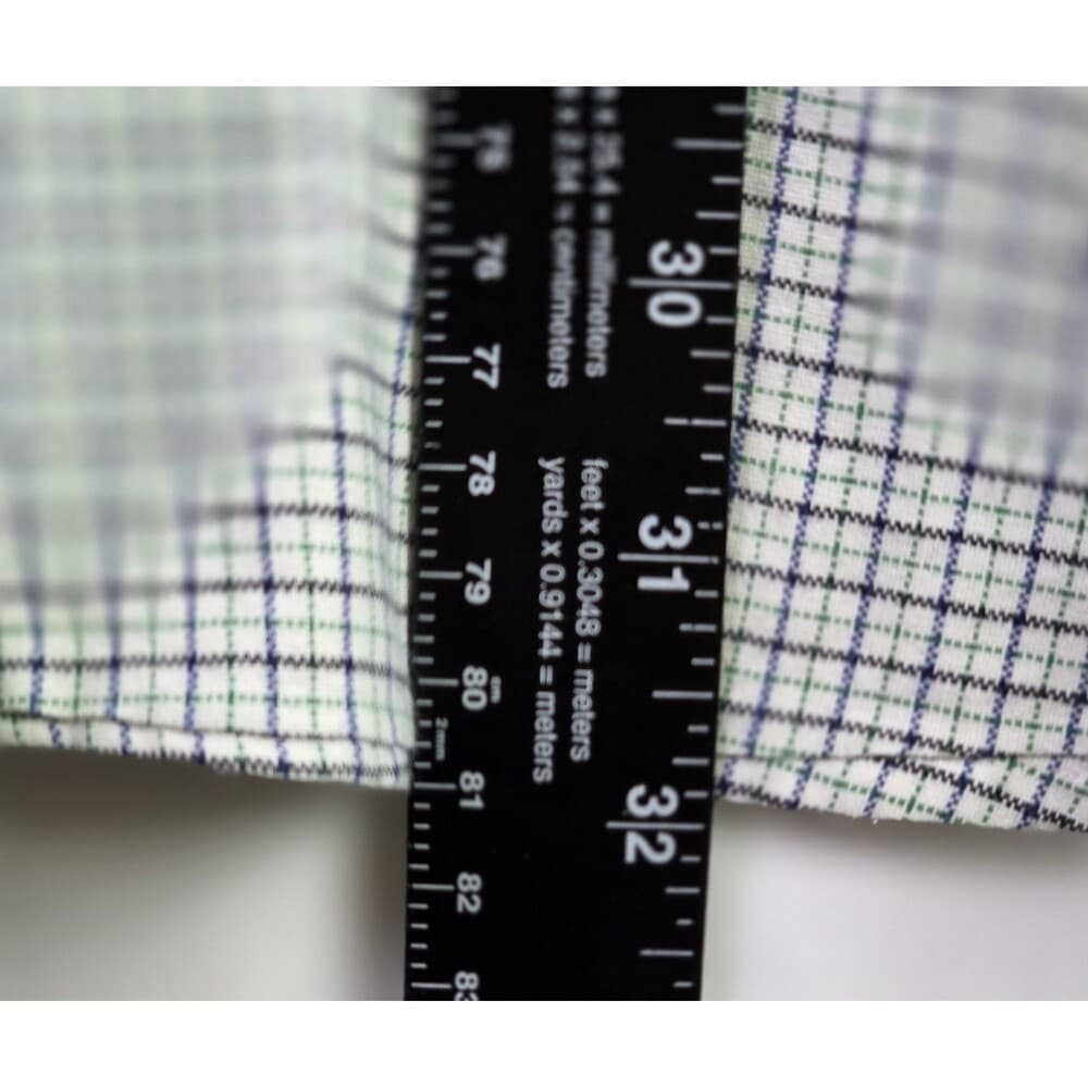 Chaps Men's Medium Stretch Oxford Blue And Green Check Long‎ Sleeve Button Down - Thumbnail 9
