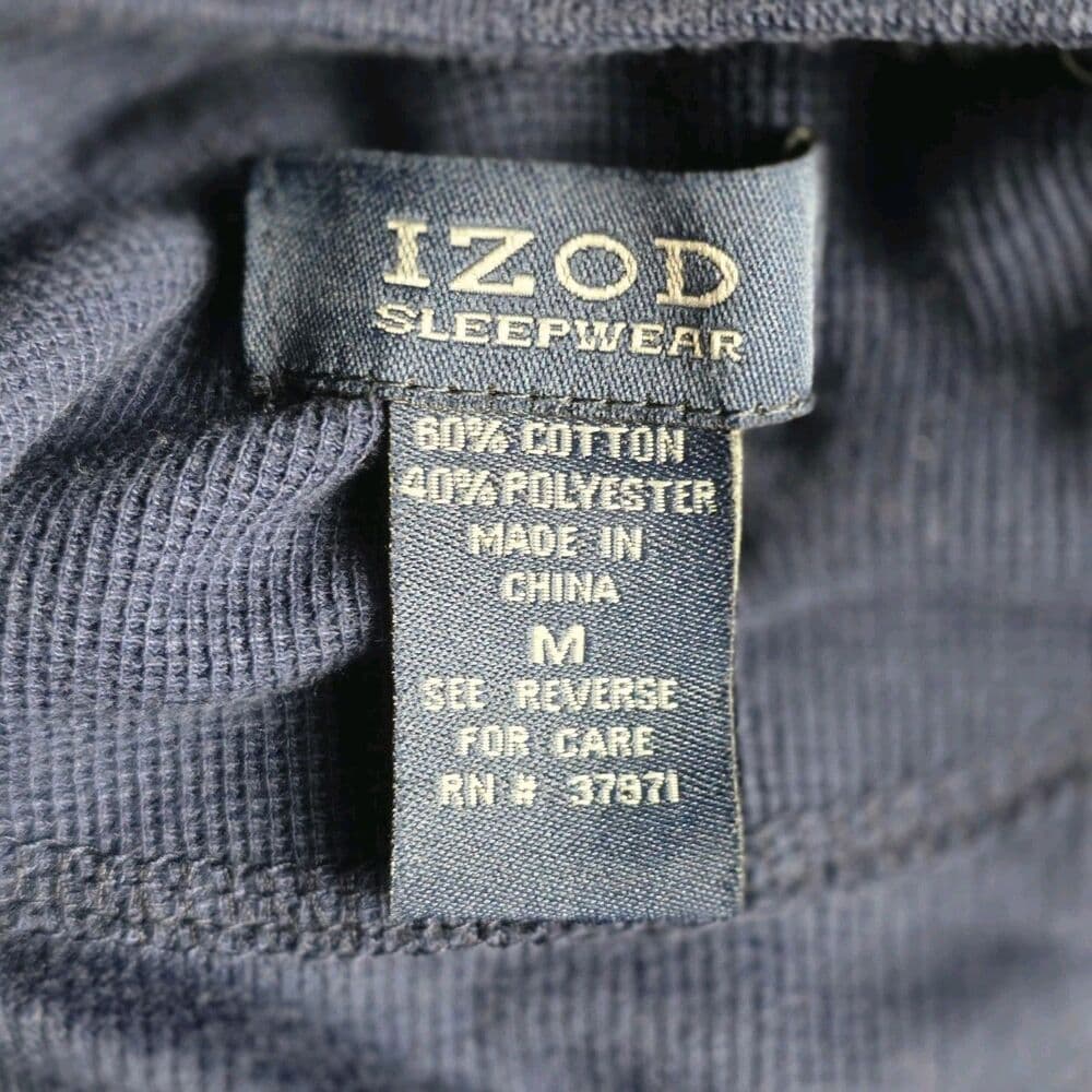 Izod Men's XL Navy Blue Thermal Henley Long Sleeve Shirt - Thumbnail 2