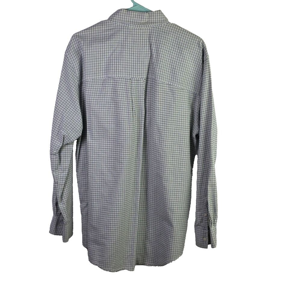 Chaps Men's Medium Stretch Oxford Blue And Green Check Long‎ Sleeve Button Down - Thumbnail 7