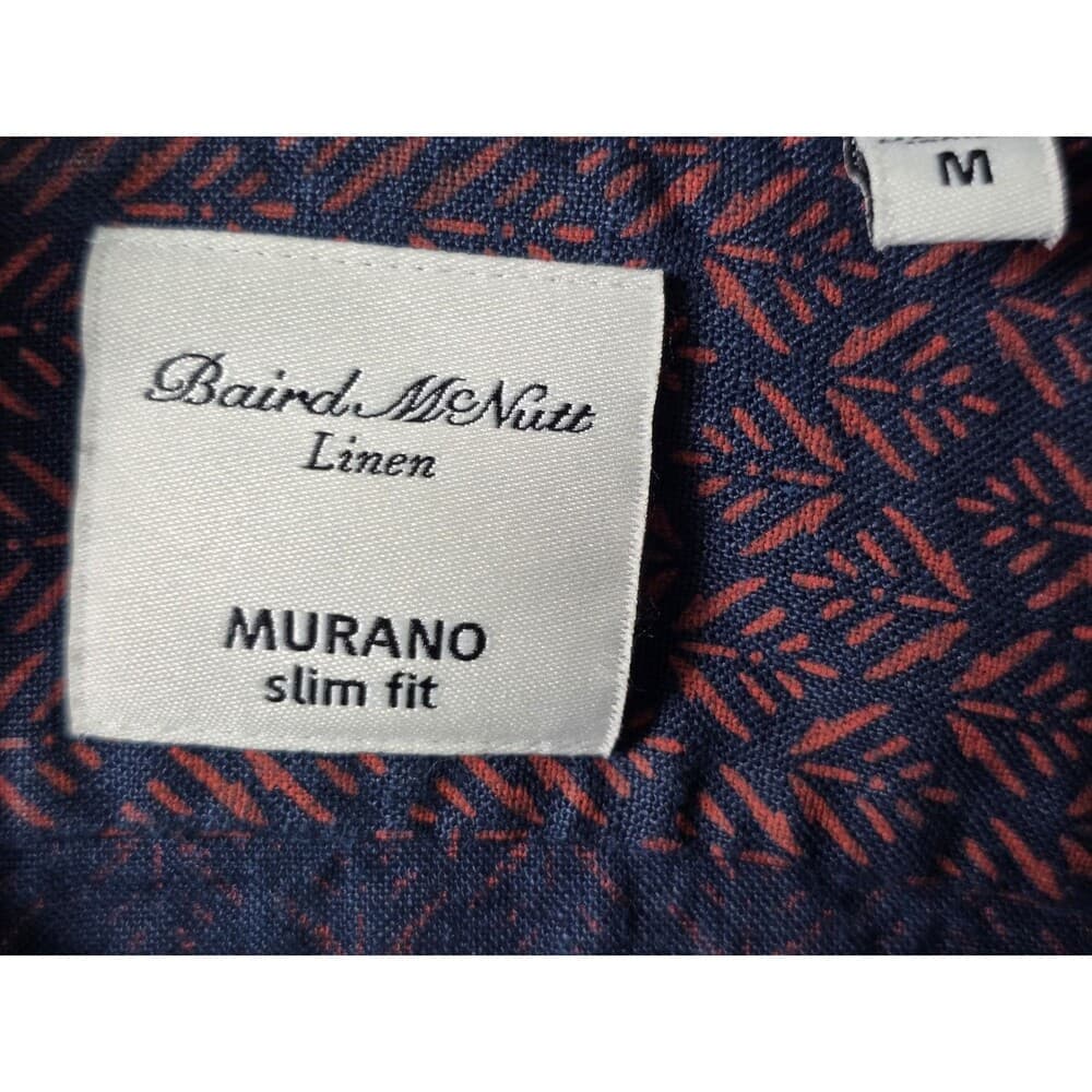 Murano Men's‎ Medium Slim Fit 100% Linen Floral Long Sleeve Shirt - Thumbnail 3
