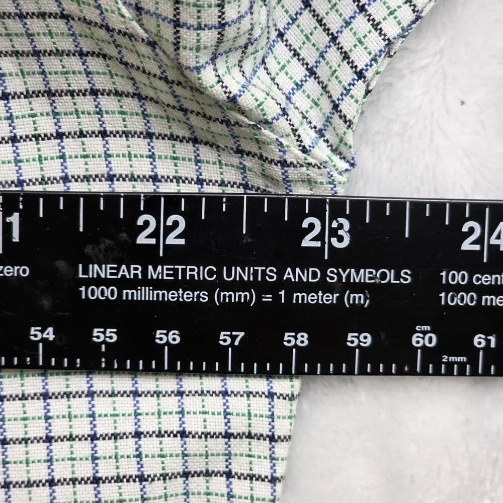 Chaps Men's Medium Stretch Oxford Blue And Green Check Long‎ Sleeve Button Down - Thumbnail 6
