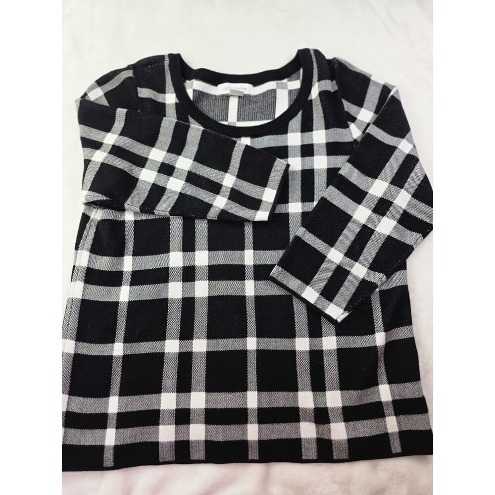 Liz Claiborne Women's Medium Black‎ And White 3/4 Sleeve Sweater - Thumbnail 6