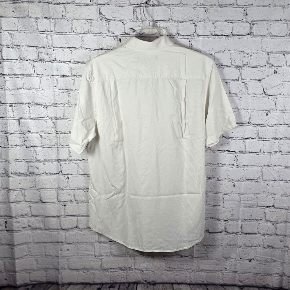 Nat Nast Shirt Men XL Off White Textured Chevron Silk Cotton Airy Camp Pocket - Thumbnail 6