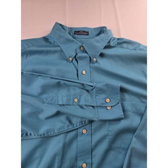 Izod Men's Large 17 34/35 Teal Regular‎ Fit Long Sleeve Button Up Shirt - Thumbnail 10