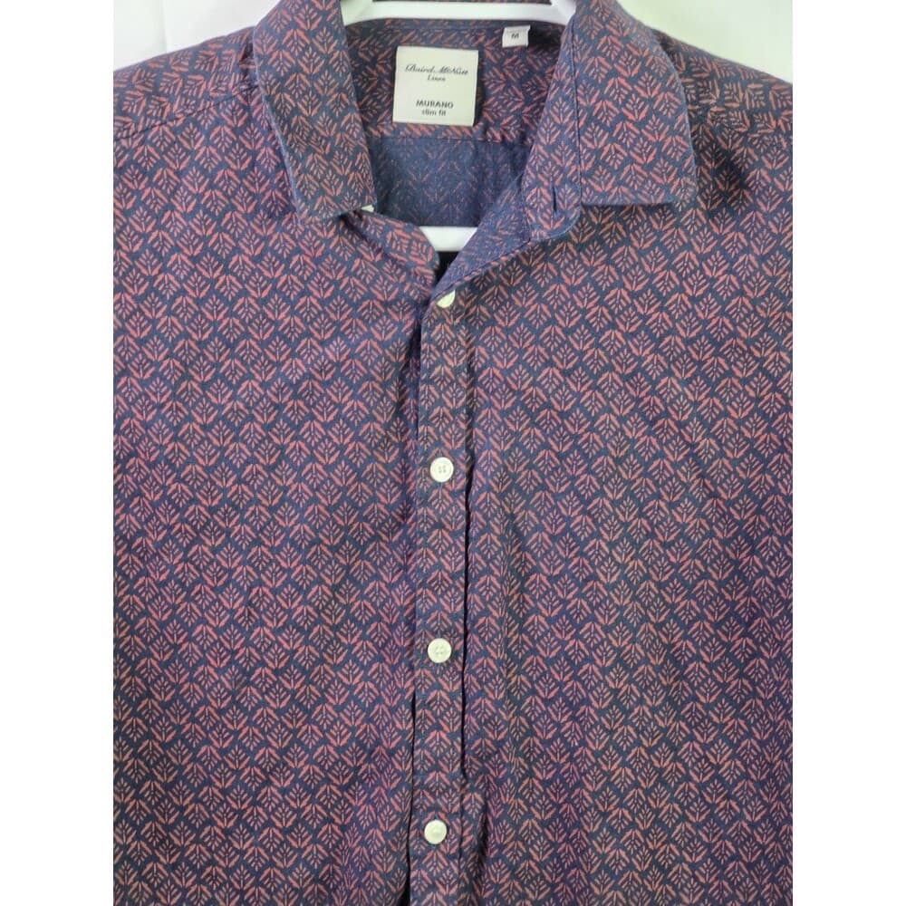 Murano Men's‎ Medium Slim Fit 100% Linen Floral Long Sleeve Shirt - Thumbnail 2