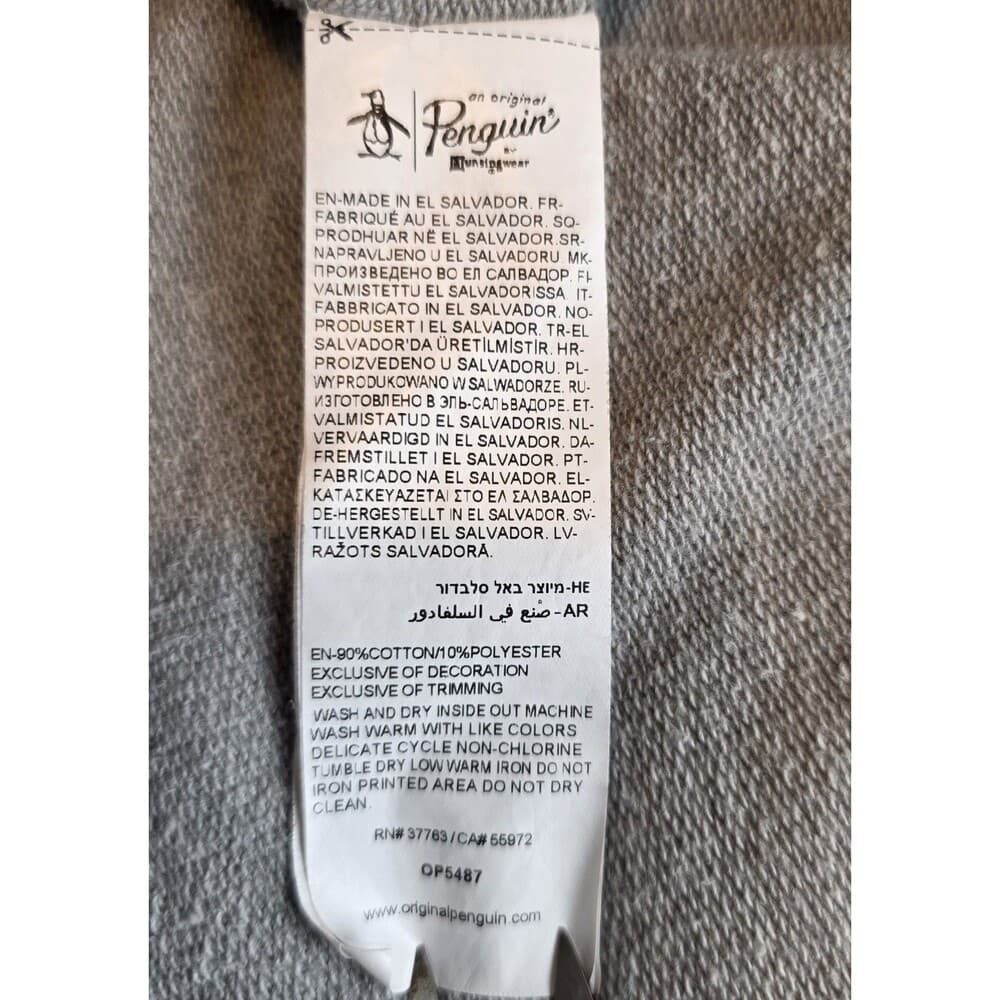 Original‎ Penguin Men's XXL Grey Logo Print Pullover Hoodie - Thumbnail 2