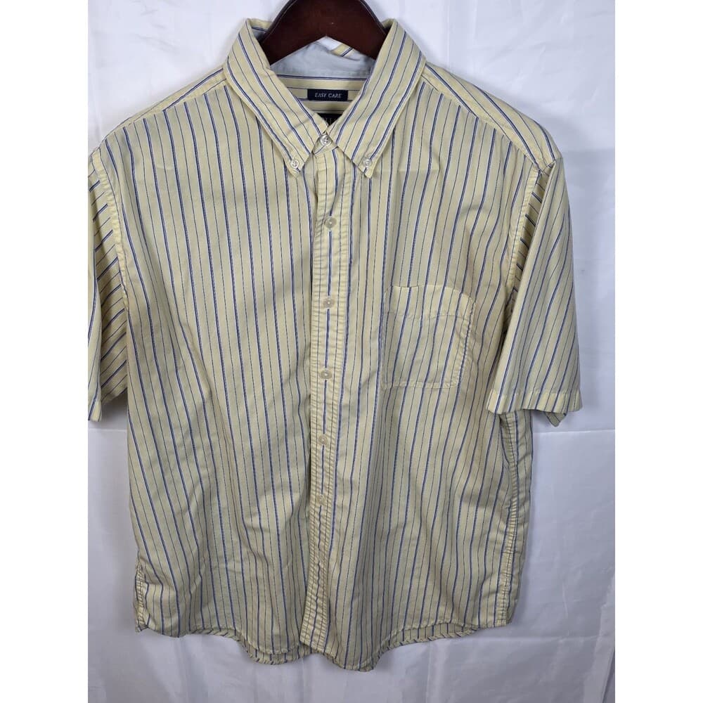 Chaps Men's Large Yellow Striped Short Sleeve Button Down‎ Shirt - Thumbnail 7