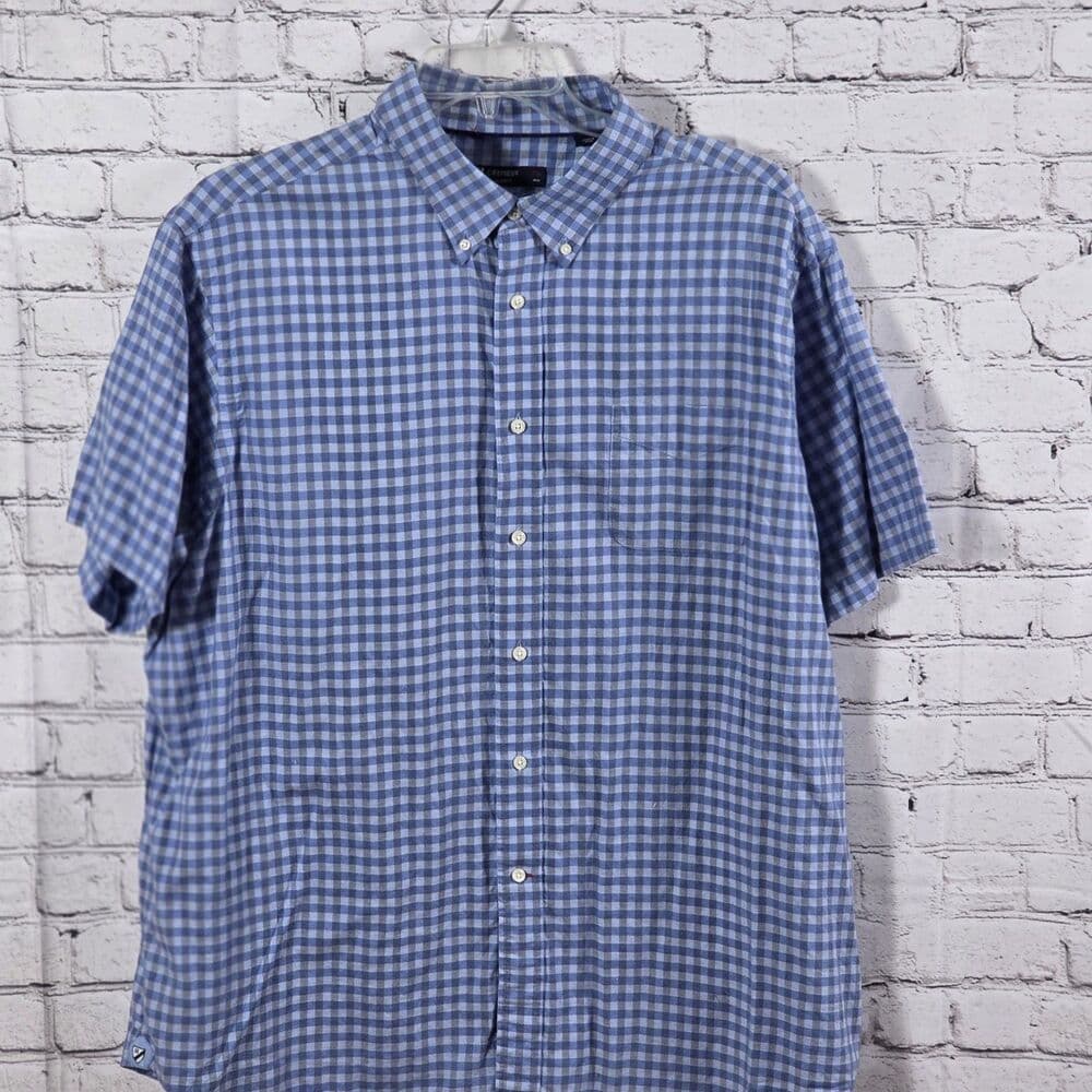 Daniel Cremieux Men's XXL White / Blue Gingham Long Sleeve Button Up Shirt - Thumbnail 7