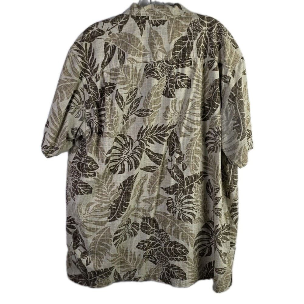 Columbia Men's XL Beige Hawaiian Short Sleeve Cotton Blend Button-Down Shirt - Thumbnail 8