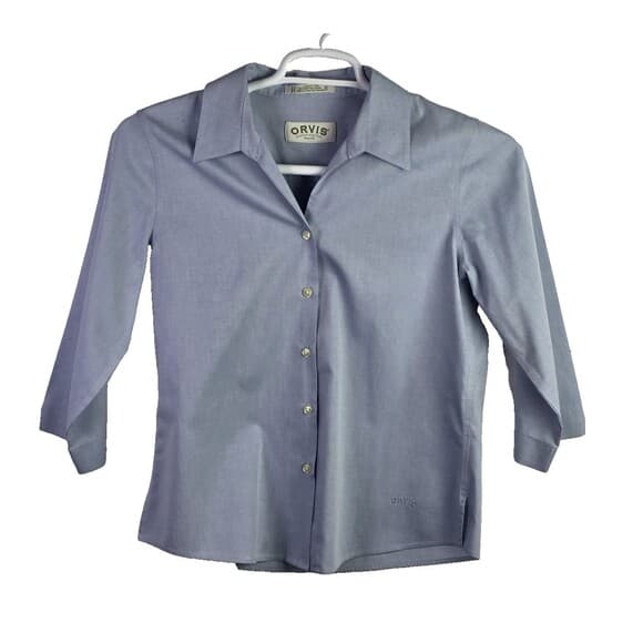 Orvis Womens Size 6 Blue Long Sleeve‎ Button-Down Shirt - Thumbnail 10