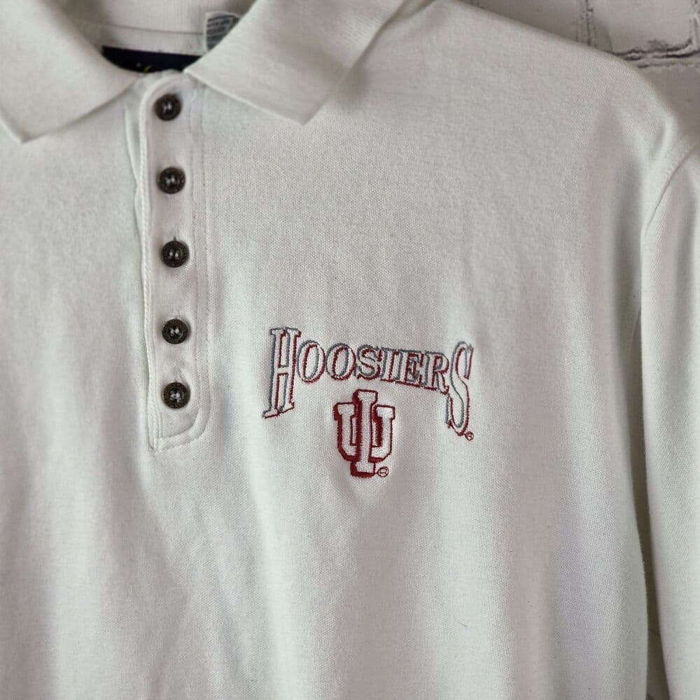Indiana Hoosiers Men's Large White S/S Polo Shirt - Thumbnail 2